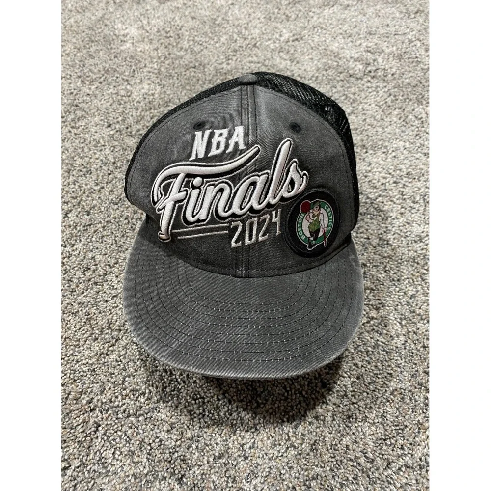 New Era Hat NBA Finals 2024 Boston Celtics OSFM Grey Excellent Trucker Snapback